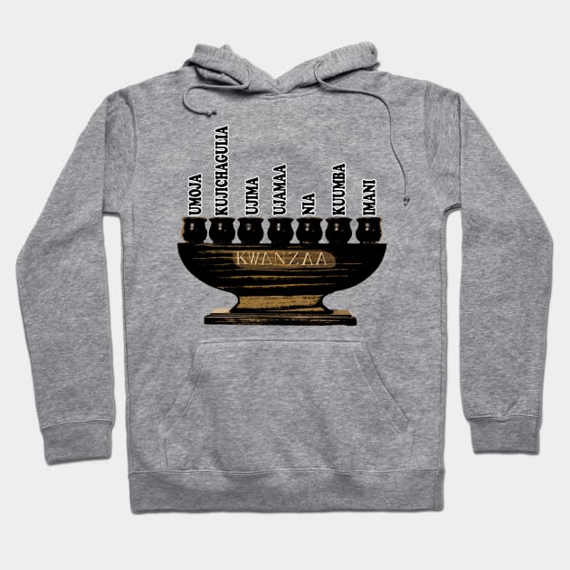 Kwanzaa Kinara Swahili Black Hoodie by IronLung Designs